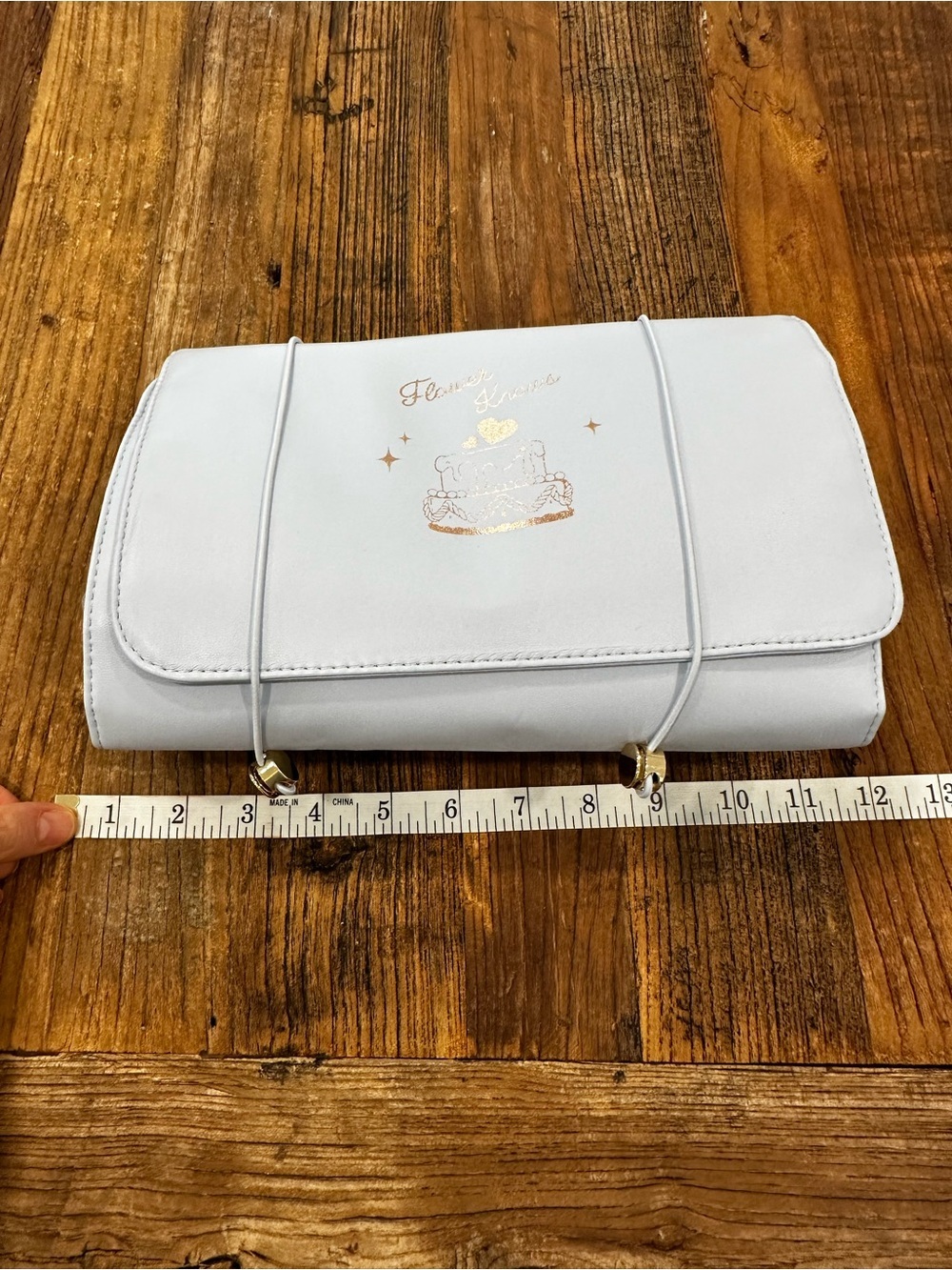 Light Blue Cosmetic Pouch with Gold Foil Accent - Picture 4 of 9